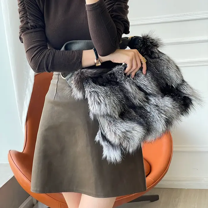 Sac à main en fourrure véritable de luxe pour femme