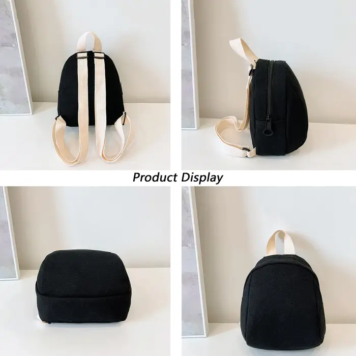 Mini sac à dos de dessin animé en toile de couleur unie, petit sac léger