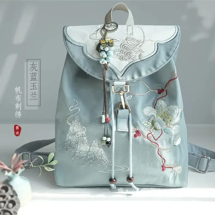 Sac à dos à cordon avec broderie florale