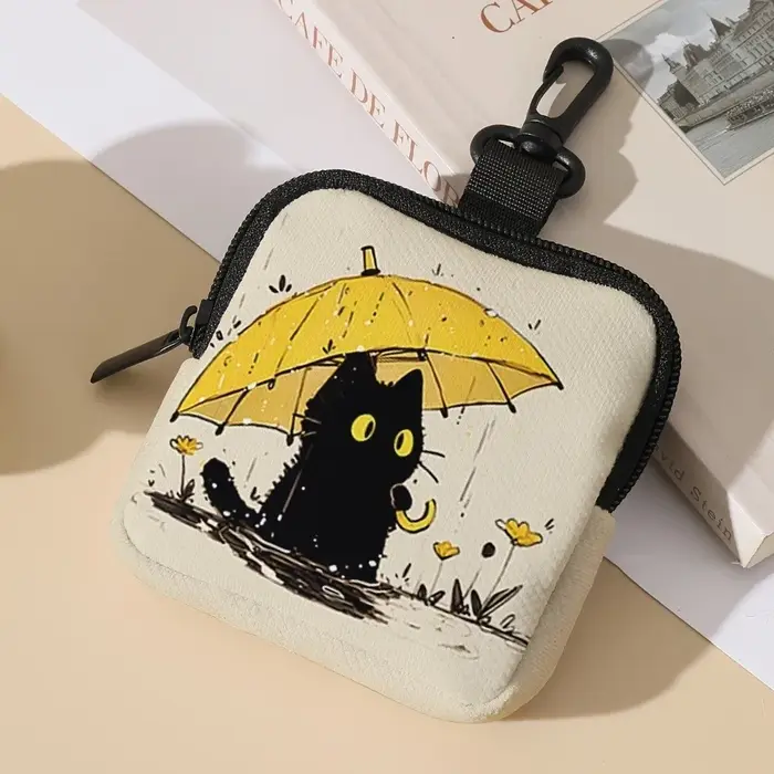 Nouveau Mini porte-monnaie chat imprimé léger écouteur sac Portable en cuir artificiel fermeture éclair sac de rangement amis cadeau