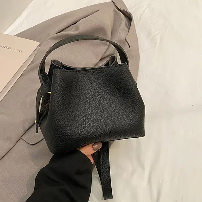 Sac seau coréen grande capacité tendance pour femme, en PU, à porter à la main, en bandoulière ou en