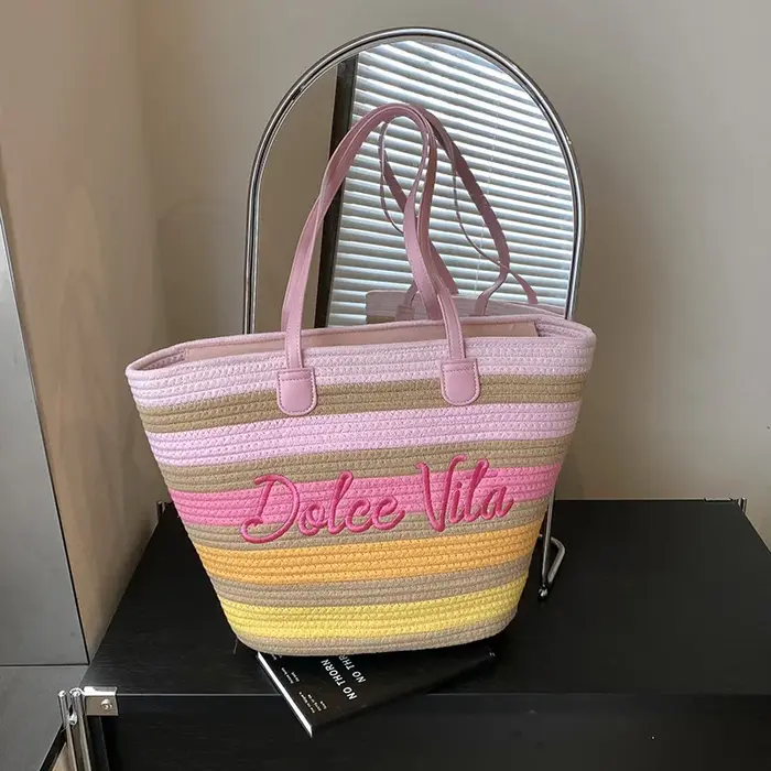 Sac fourre-tout en paille grande capacité