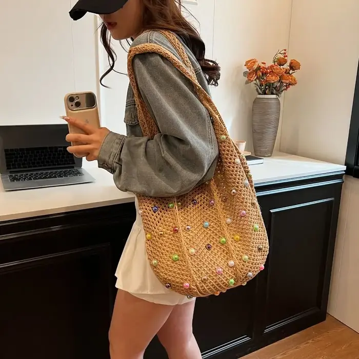 Sac fourre-tout de plage en crochet Boho