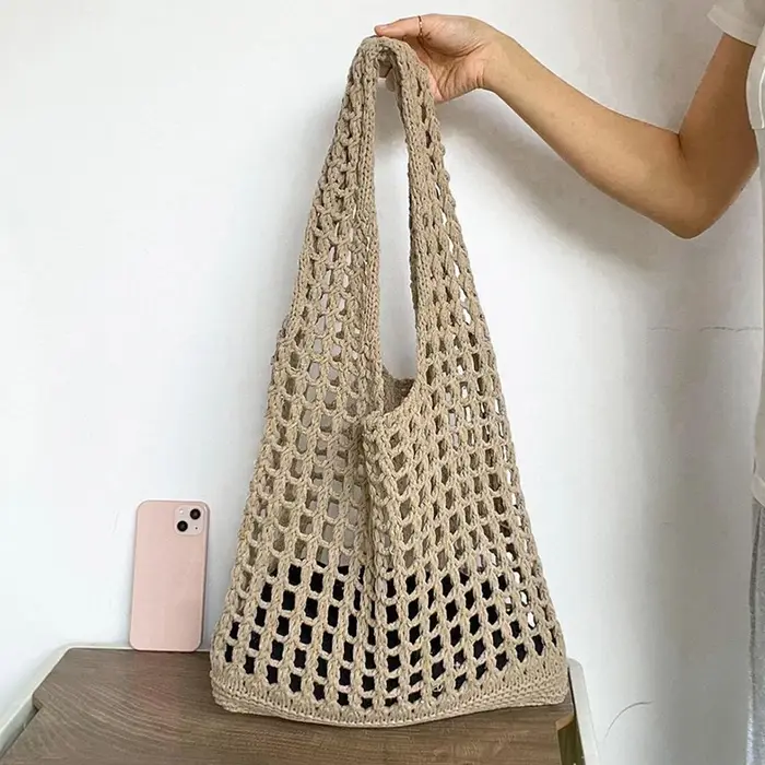 Sac à main en Crochet pour femmes, nouvelle tendance, rétro tricoté, couleur unie, poignée supérieur
