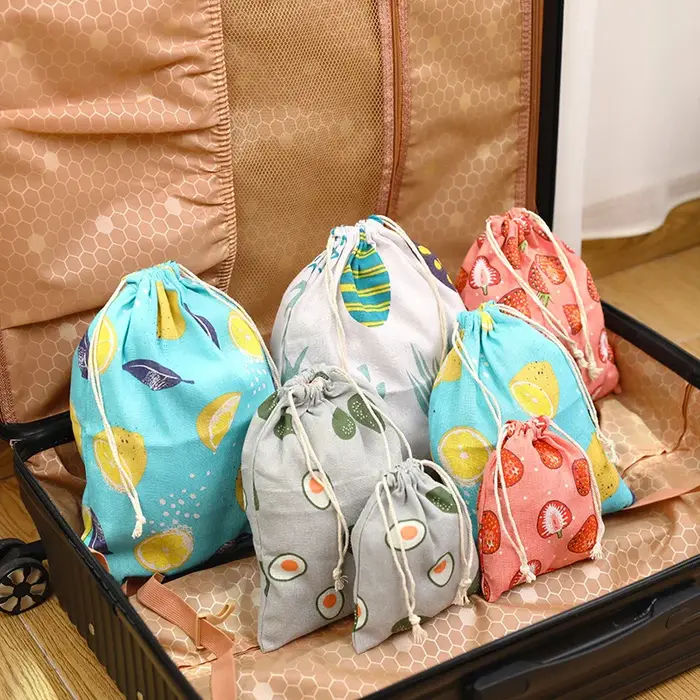 Pochette en tissu de coton et de lin