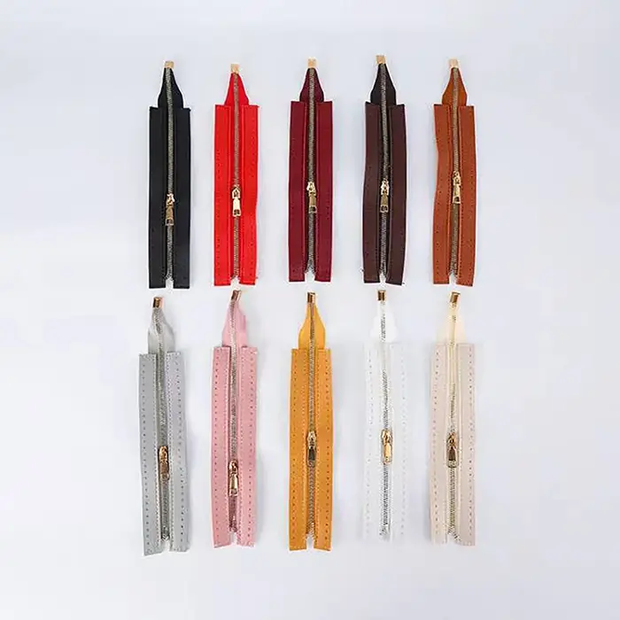 Fermeture à glissière en cuir PU pour vêtements et chaussures