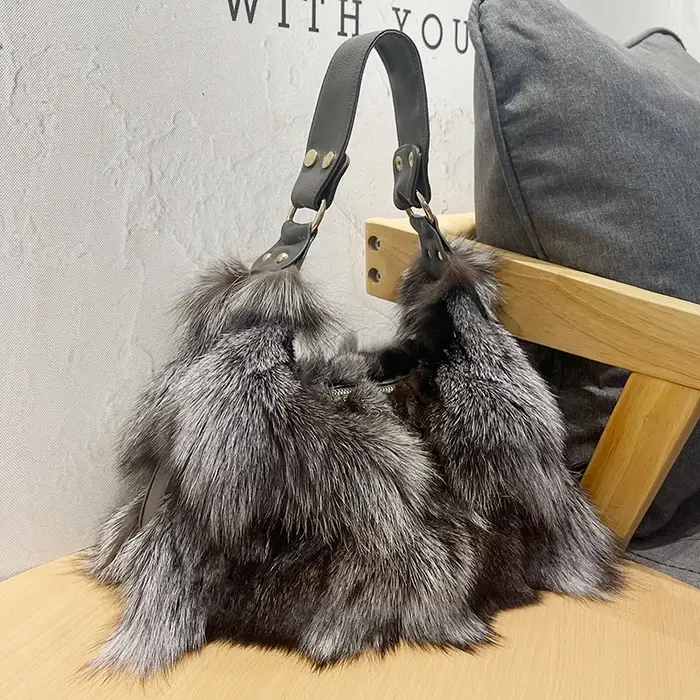 Sac à main en fourrure véritable de luxe pour femme