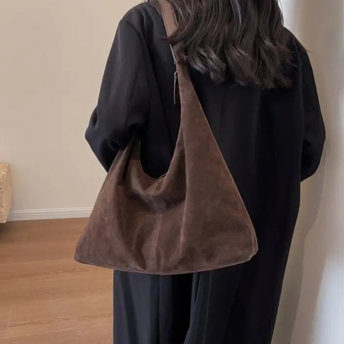 Sac à bandoulière en daim pour femmes avec fermeture éclair
