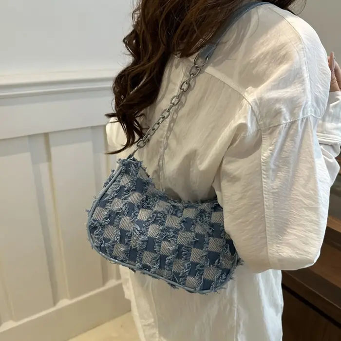 Sac décontracté en Denim délavé rétro pour femmes