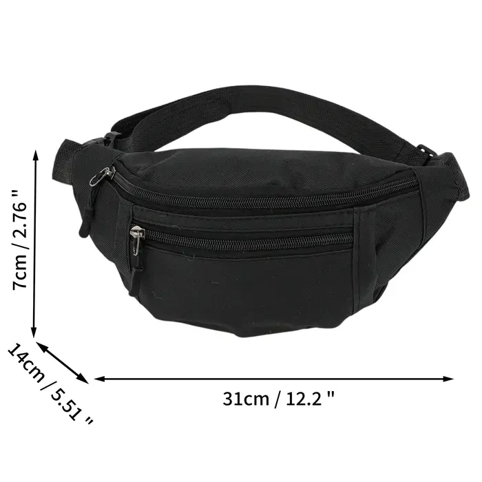 X Autohaux Zipper Design Fanny Pack Noir 1 Pz