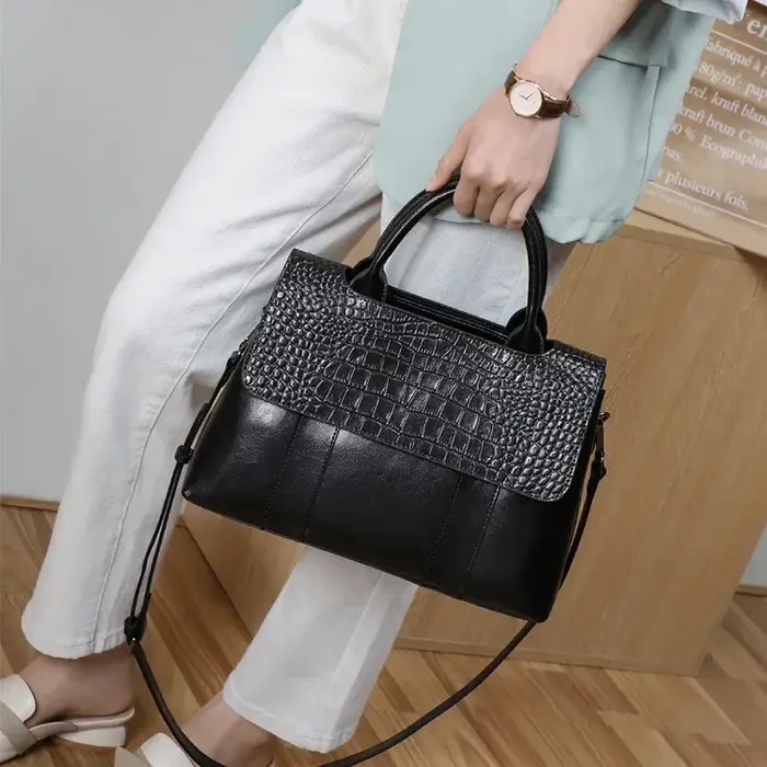 Sac à bandoulière en cuir véritable de vache pour femmes