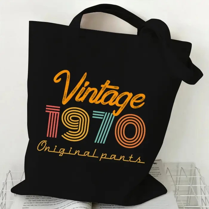 Sac fourre-tout Vintage 1974 pour femmes, sac de Shopping en toile 1970 ~ 1979, sac à bandoulière de