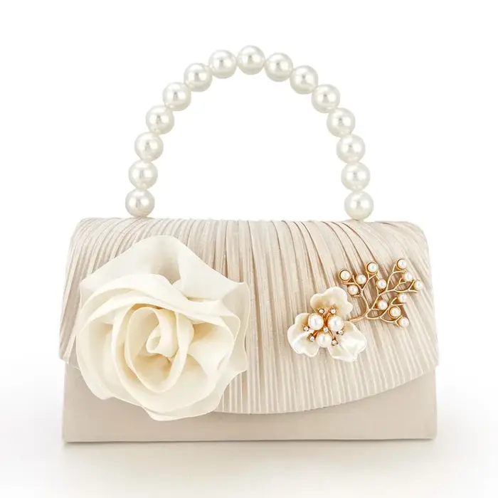Pochette de soirée à fleurs en perles