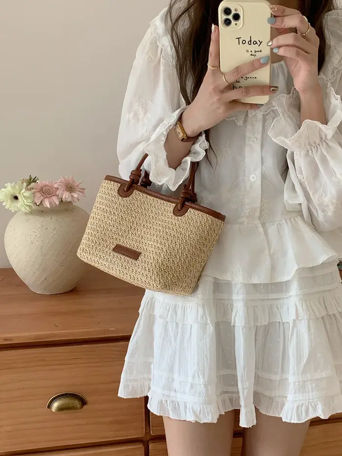 Sac à bandoulière en paille pour femmes