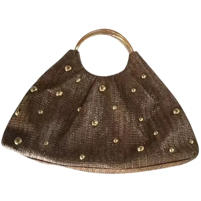 Sac à main en paille perlé
