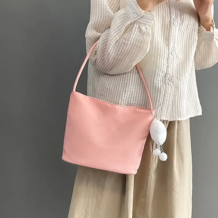 Sac à main - Sac seau en nylon pour porter sous le bras - Sac cadeau - Design coréen de niche - Sac
