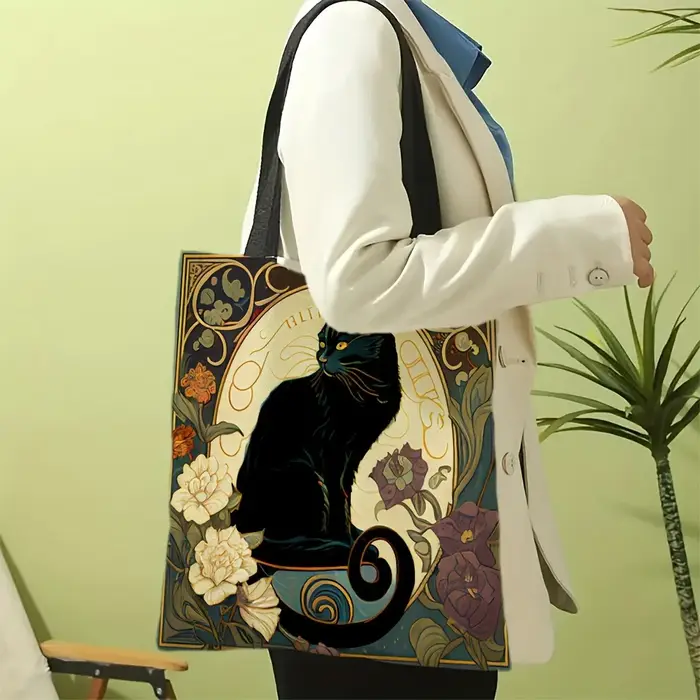 Sac fourre-tout rétro Art Noble chat noir