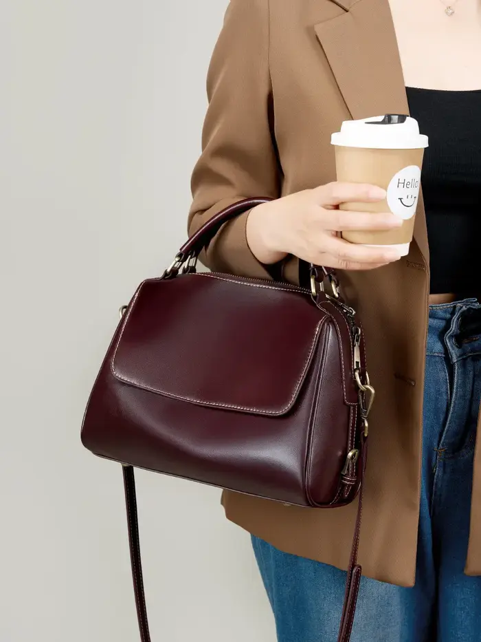 Zency sac à main en cuir véritable pour femme sac à bandoulière en peau de vache grande capacité Boston sac à bandoulièr