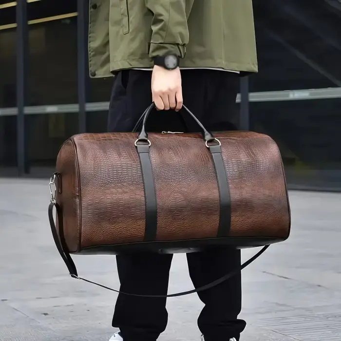 Sac de voyage en cuir PU texturé Crocodile