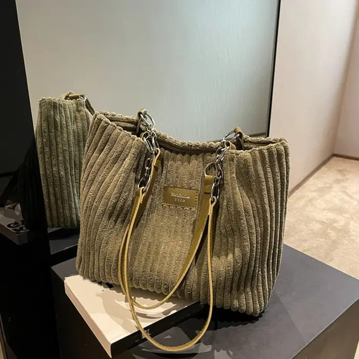 Sac à bandoulière en velours côtelé pour femmes