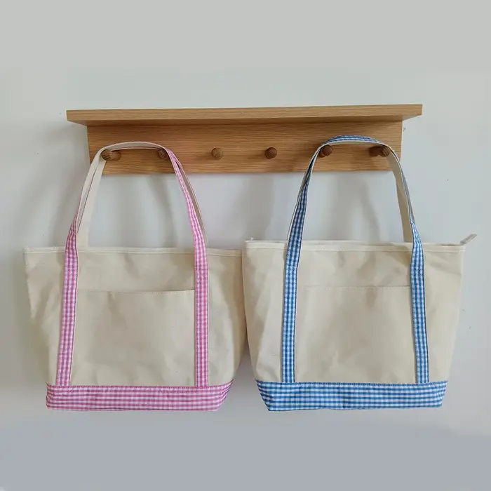Sac fourre-tout en toile vichy pour femmes