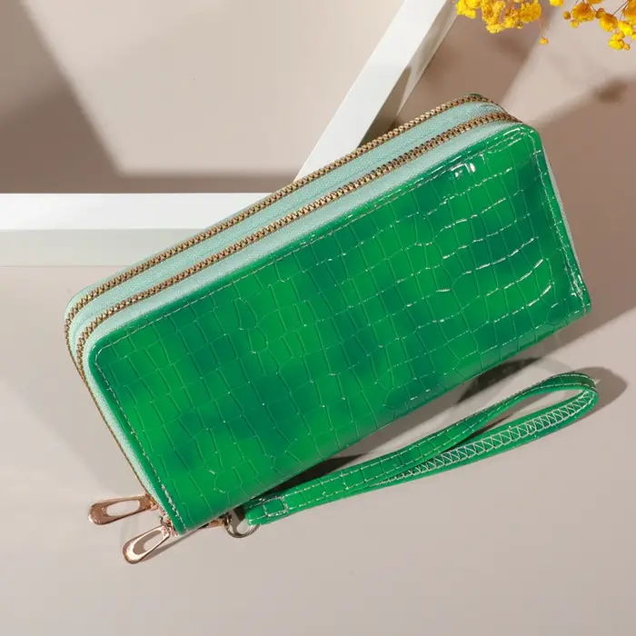 Portefeuille d'embrayage double couche vintage chic - Porte-monnaie et bracelet rétro à fermeture éc