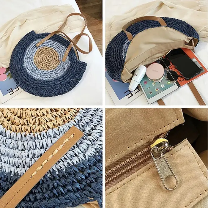 Sac de plage rond en paille