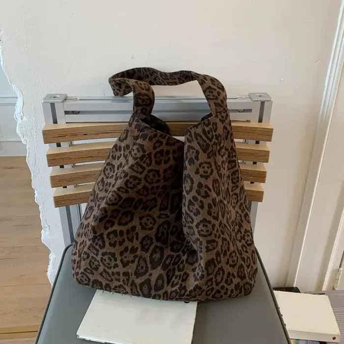 Sacs à bandoulière Vintage léopard en daim pour femmes