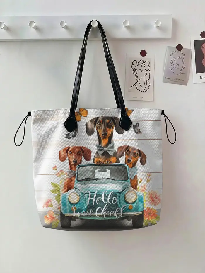 Sac à main à imprimé chien pour femme