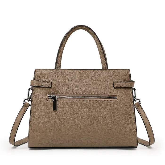Sac fourre-tout minimaliste en cuir de vachette grain litchi pour femme