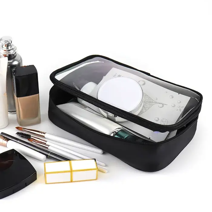 Trousse de maquillage imperméable en PVC transparent pour femmes