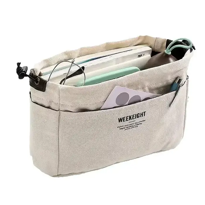 Organisateurs de rangement en toile à cordon de serrage, sac à doublure multi-poches, sac léger sépa