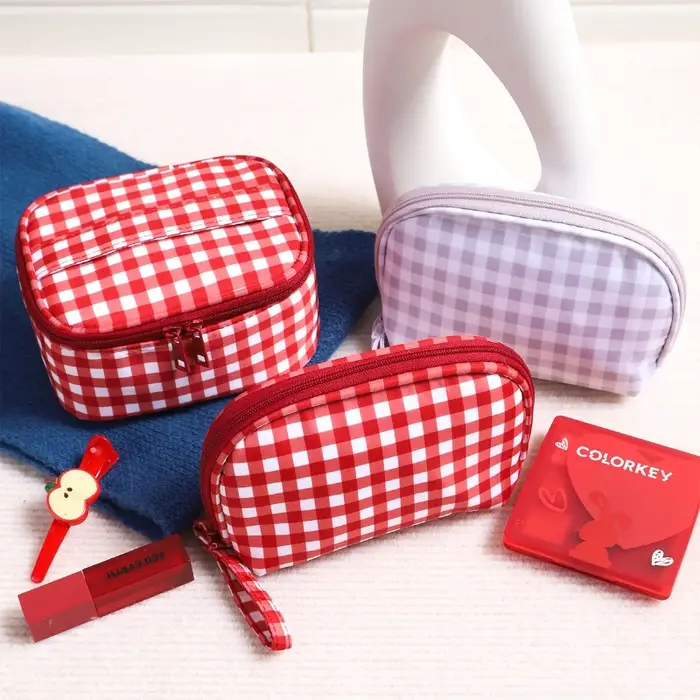 Sac à main mignon à carreaux rouges et violets pour femmes
