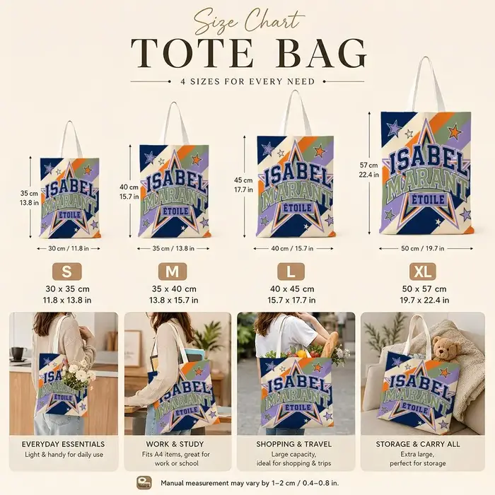 Sacs de rangement Isabel Marant Étoile, sac fourre-tout en toile, grande capacité, réutilisable, sac à bandoulière pour le shopping, les voyages et la plage