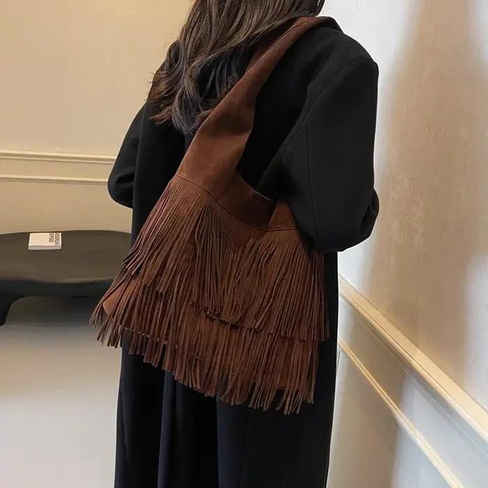 Sac à bandoulière en faux daim pour femme