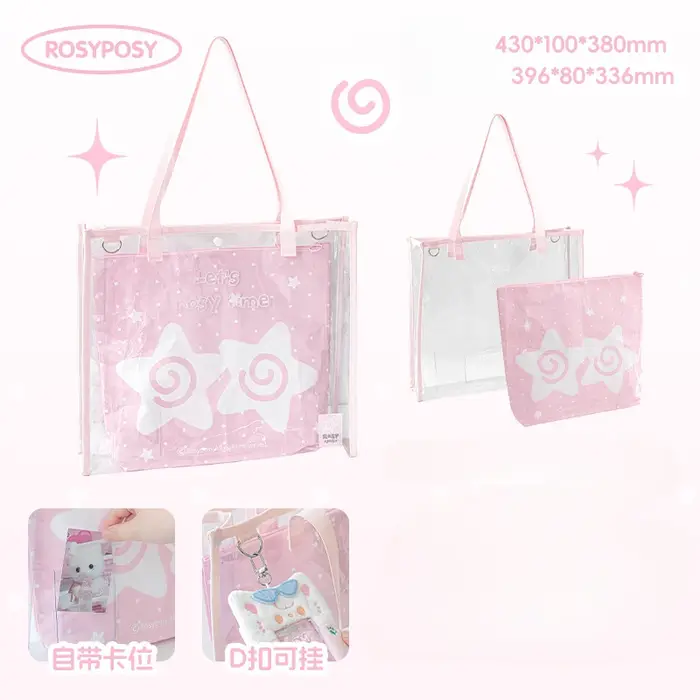 Doux simplicité grande capacité tablette PC sac à bandoulière Transparent bricolage décor Badge Photocard sac à main
