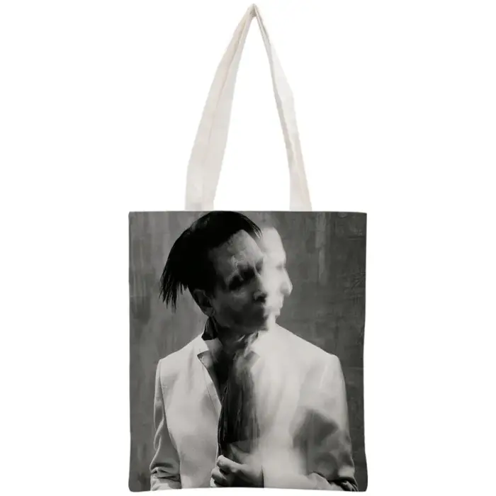 Sac fourre-tout personnalisé Marilyn Manson pour femme, sac à main réutilisable, sacs à provisions e