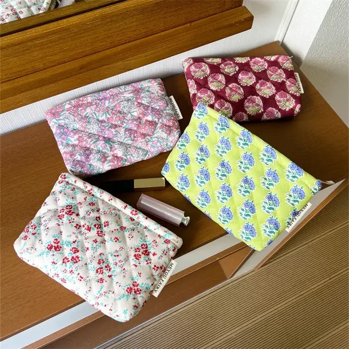 2025 Vintage Floral vanité étui doux Jacquard maquillage pochette femmes fermeture éclair