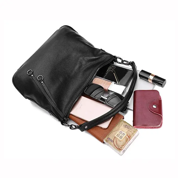 Hobo-Sac messager en cuir véritable pour femme