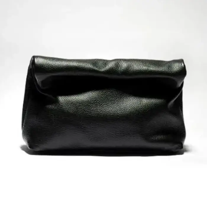 Sac en cuir souple à bords roulants pour femme