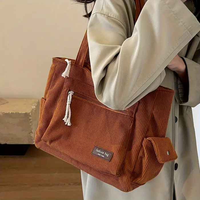 Sac fourre-tout Simple en velours côtelé