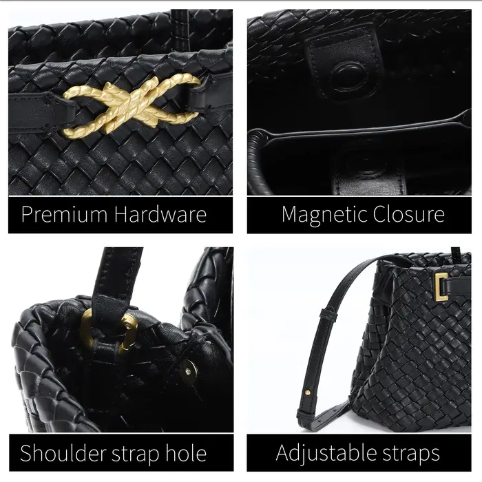 Sac fourre-tout tissé pour femme en cuir végétalien