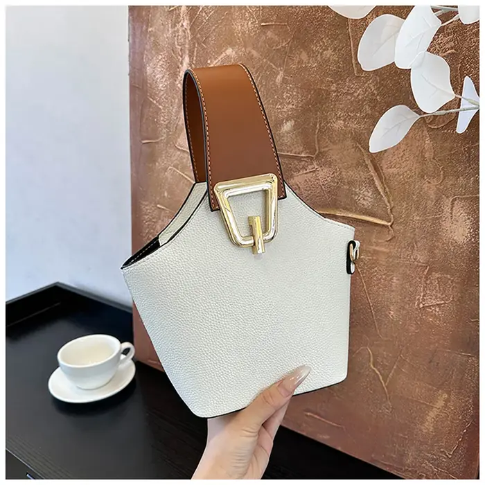 Sacs à main seau de luxe pour femmes, petit panier décontracté de couleur contrastée, sacs à bandoul