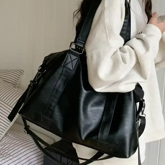 Sac fourre-tout en cuir pour femme, sac à main de simplicité, solide, vintage, initié, sac messager