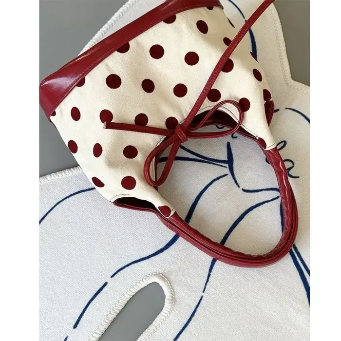 JIAERDI rétro point rouge sac à main femmes polyvalent arc grande capacité décontracté sacs à bandoulière dames doux mignon sous les bras sac esthétique