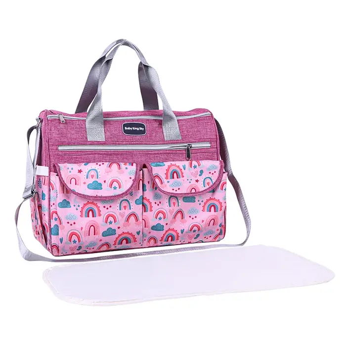 Nouveau sac à bandoulière tendance imprimé nuages pour maman ; Sac multifonctionnel grande capacité à porter en travers du corps pour mère et bébé ; Sac à langer de maternité portable pour les sorties