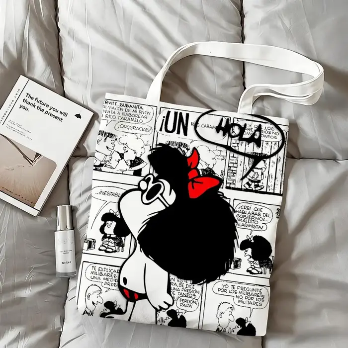 Sacs de rangement en toile M-Mafalda, sac fourre-tout imprimé double face, sac à main de plage durab