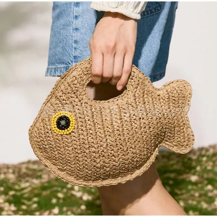 Sac bandoulière en rotin tressé motif tortue mignon