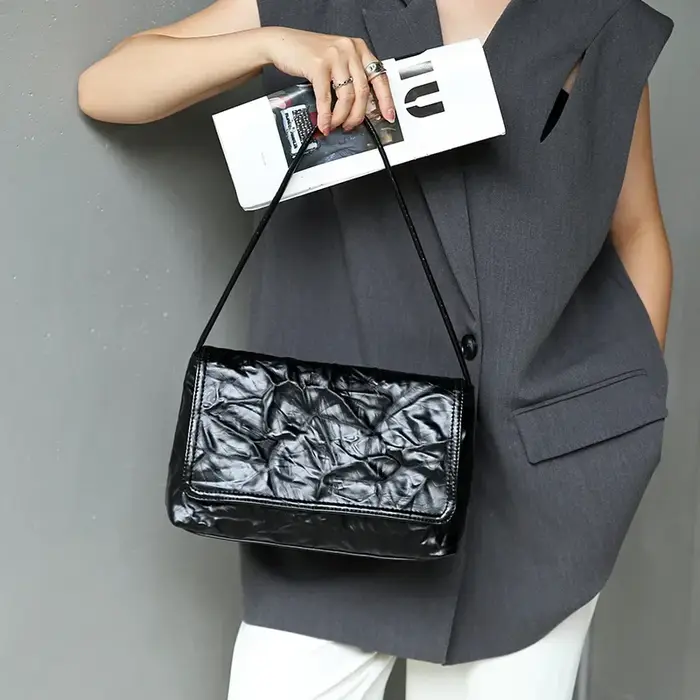 Sacs à main plissés en cuir PU pour femmes