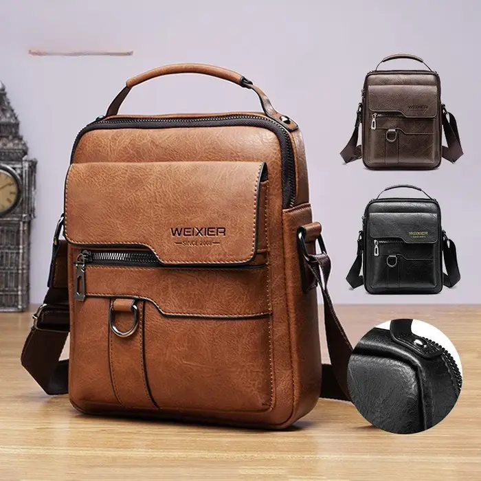 Sac à bandoulière pour hommes, sacoche d'affaires vintage à bandoulière
